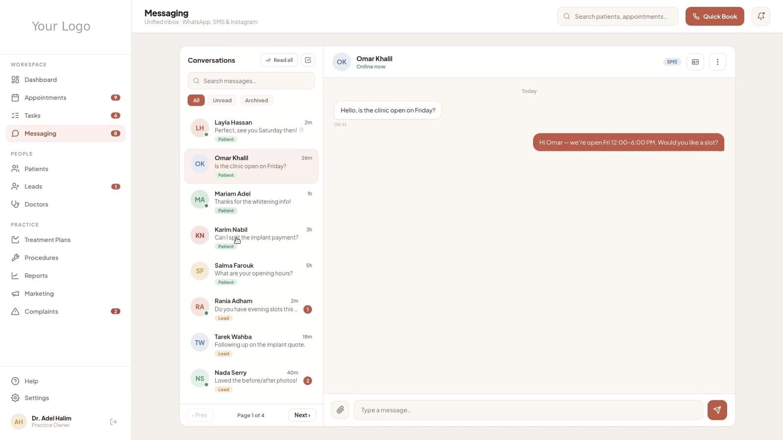 Dental Clinic Management Software — Zero Double-Bookings, Full Marketing ROI, One Patient Inbox image 3
