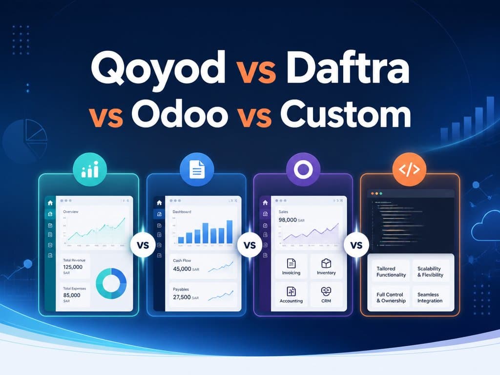 Qoyod vs Daftra vs Odoo vs Custom: Which Actually Fits a Saudi SMB?